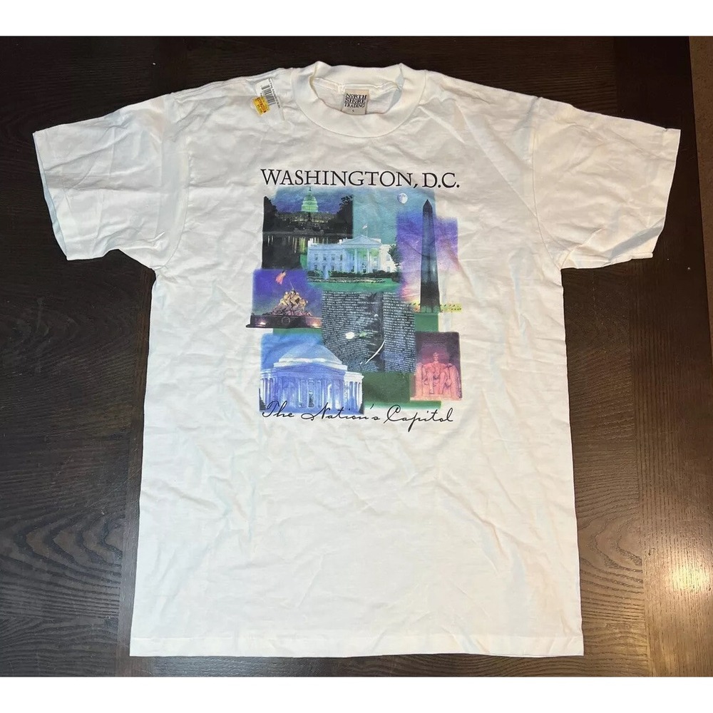 VIntage Washington DC White Short Sleeve Single Stitch T-Shirt - Adult Large
